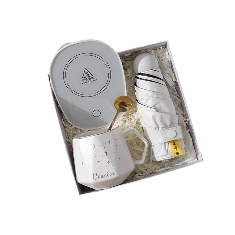 High quality gift set Custom luxury paper boxes USB Fan Mini Rechargeable Hand Held Fan umbrella Business Gift Sets giveaway