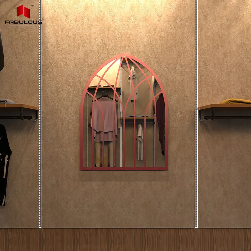 Bedroom Living Room Mirrored Furniture Big Art Decorative Gold Floor Arched Window Standing Acrylic Mirror