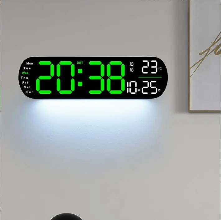 Multi-functional Large LED display Brightness Adjustable Alarm LED Clock Digital Wall Clock Home Decor Office Digital Wall Clock