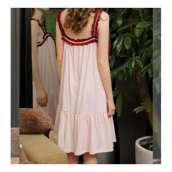 Girl Sleep Dress Nightgown Cotton Ruffle Sleeveless Short Pajama Sleepwear