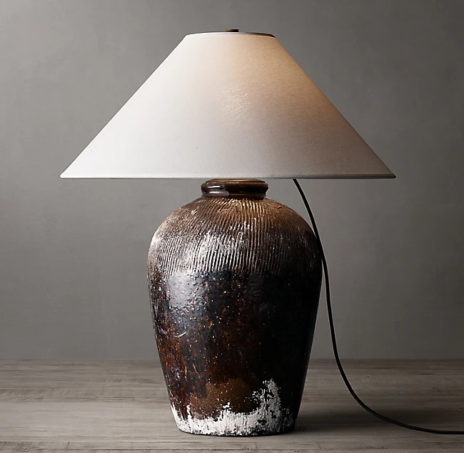 American creative personality B&B hotel wind table lamp Chinese natural wind pottery flower model room sales office desk lamps