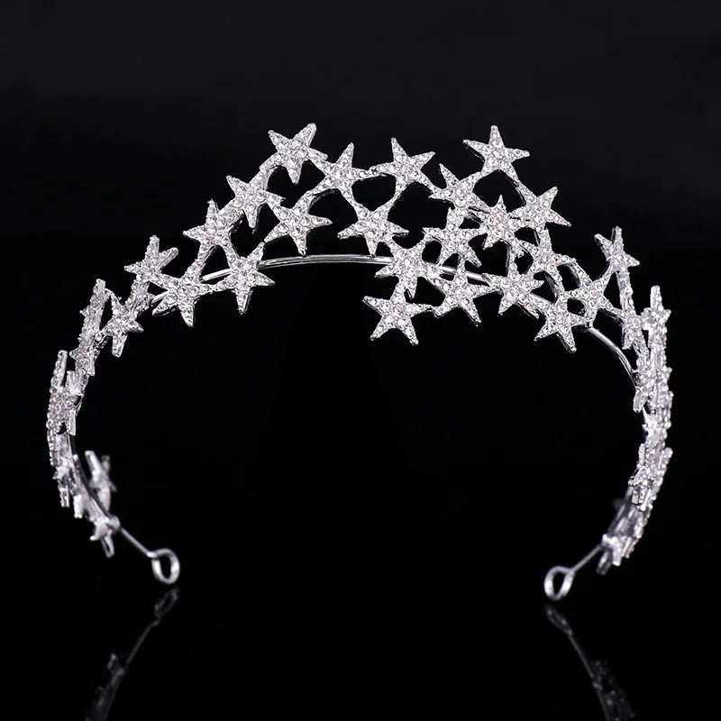 Rhinestone Star Headbands Crystal Crown For Wedding Bridal Tiaras Fashion Bride Hair Jewelry