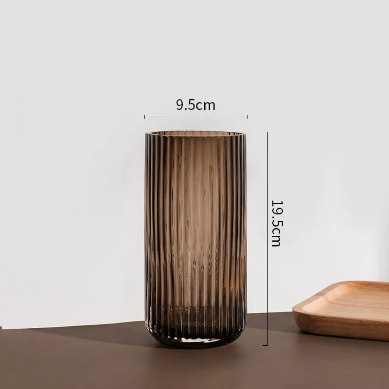 Wholesale Elegant Fashion Cylinder Glass Flower Vase Wedding Home Decoration Table Amber Glass Vase