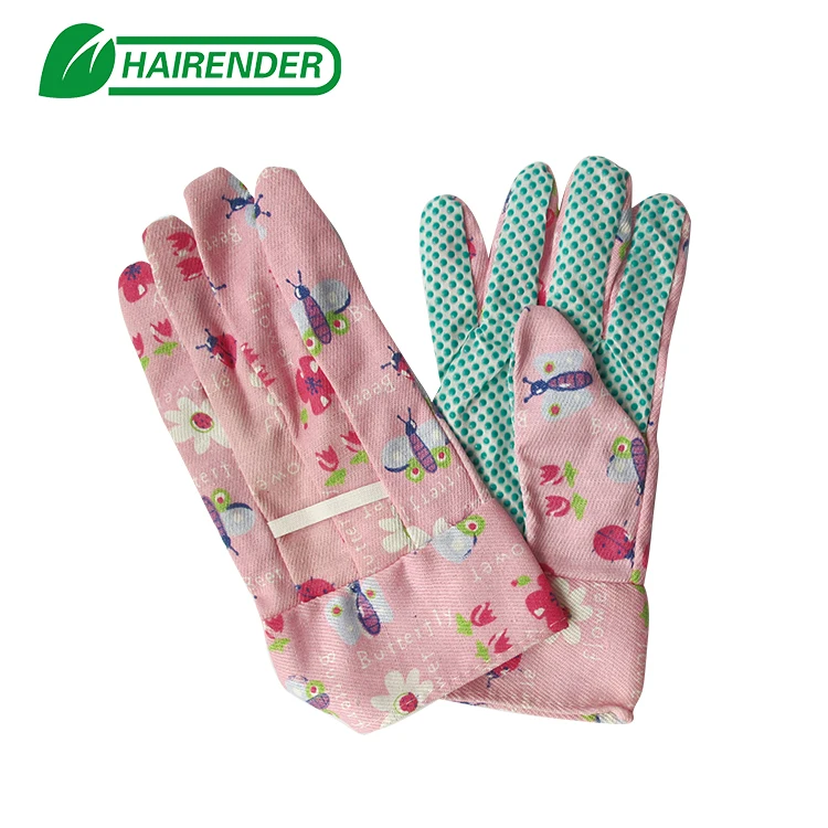 
Ladies PVC Flower Pattern Chore Dotted Women Floral Garden Cotton Gloves 