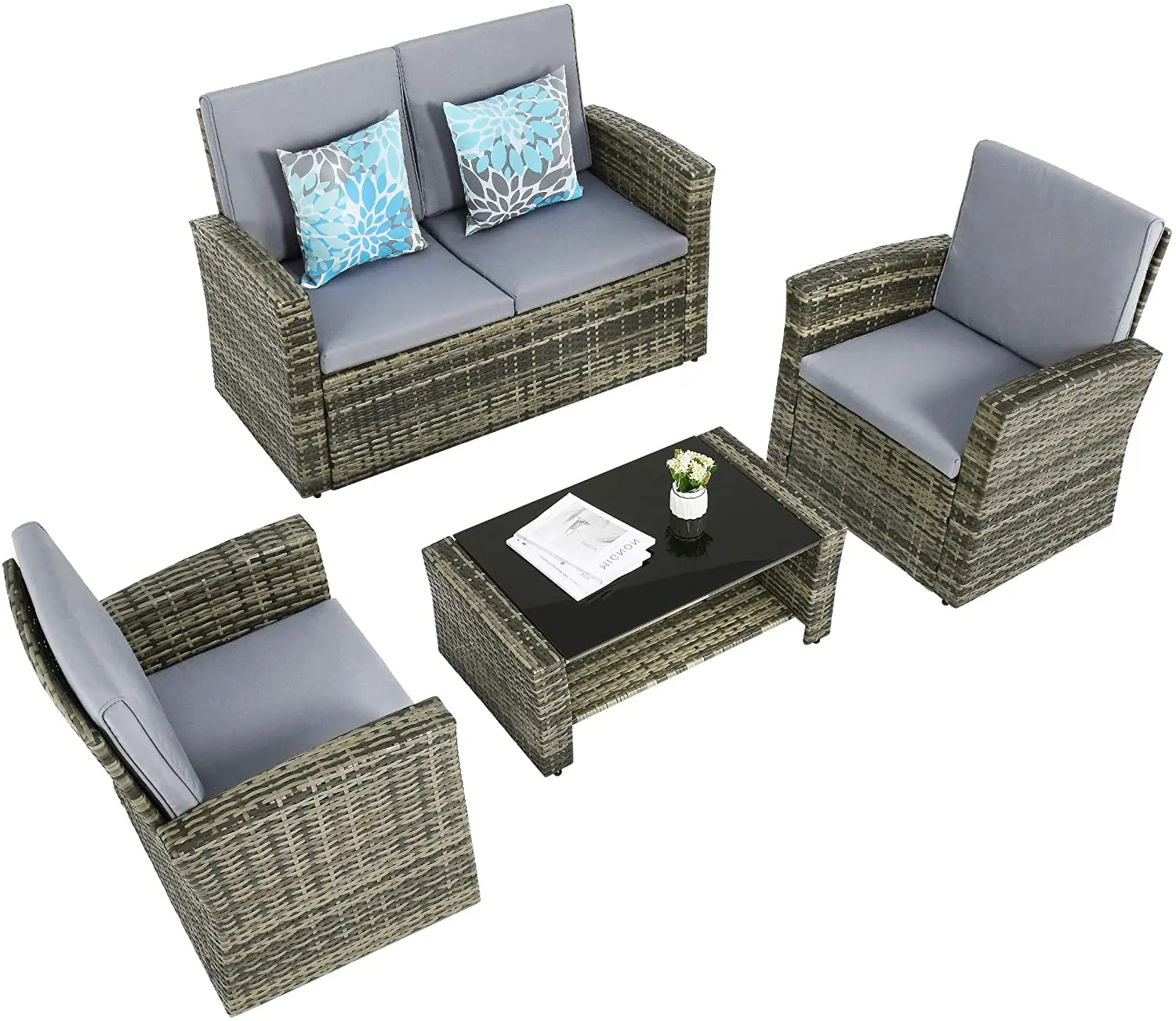 Reusable All-weather Garden Outdoor Furnitureents Outdoor Table 4 Pieces Patio Sofa Set 41.9193 2021 Latest Styles Made in China