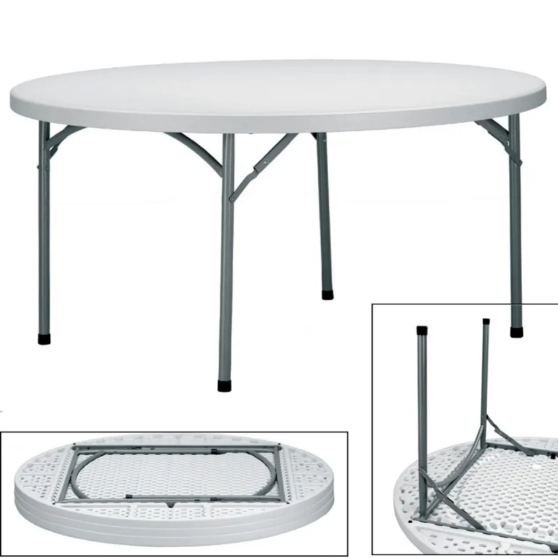 indoors 5/6ft plastic foldable table granite portable banquet round tables for 10 people for parties hall
