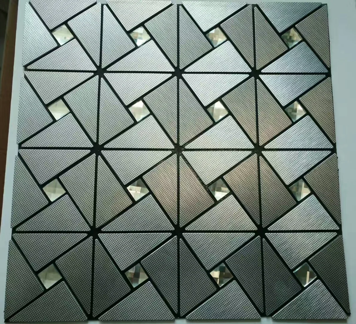 Windmill design 30*30cm  crystal glossy  Wall Decoration  Self-adhesive Aluminium Mosaic Tiles