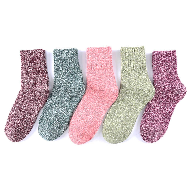 2024 Winter Knit Casual ladies Crew crazy socks Female Plain Woman Wool Warm Fuzzy socks for women