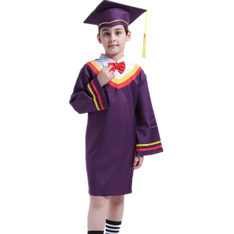 2021 New Design Kindergarten Graduation Gown and Caps Multi size Children Graduation Gowns