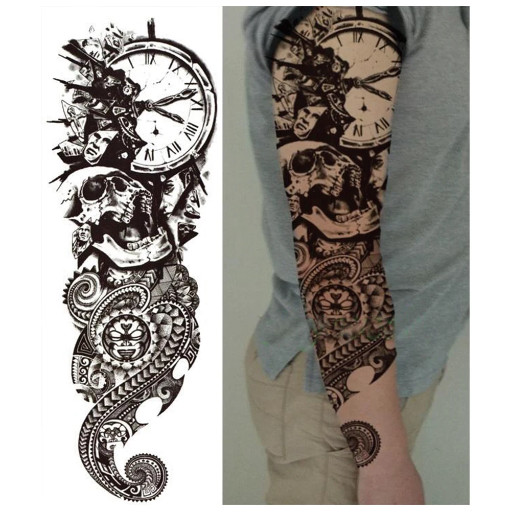 win $100  Cool Sexy Skull Tattoo Sticker Artificial Temporary Lasting Arm Tattoo Sticker For Men/Women