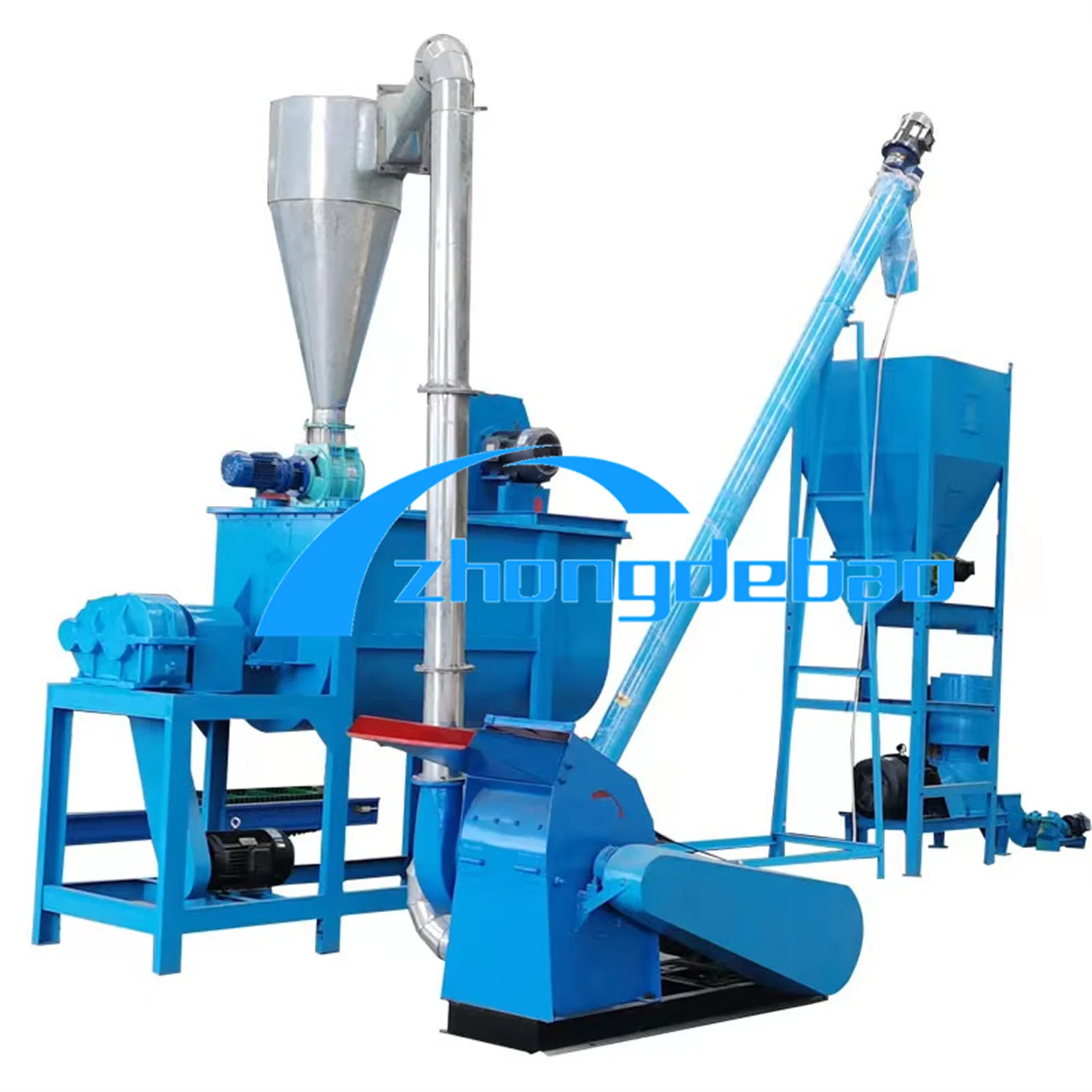 Feed Grinder And Mixer Dryer Packing Pelletizer Granulator Production Line Diesel Engine Animal Feed Pellet Machine Home Use