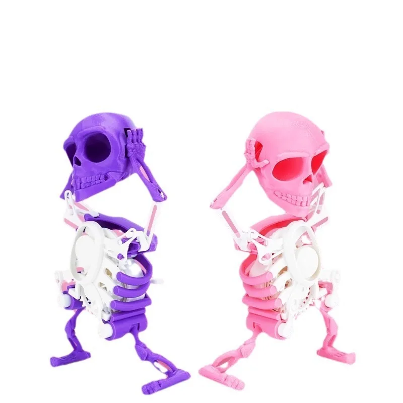 Novelty Halloween Skull Skeleton Dancing Winding Rotating Toy 3d Printed Shaking Head Sand Carving Skull Dance Toy With Candy