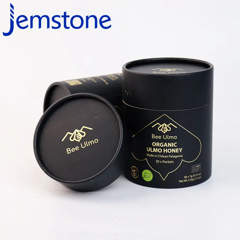 Logo Customized Design Honey Jar Paper Tube Packaging Custom Logo Printing Paper Tube Natural Kraft Round Cylinder