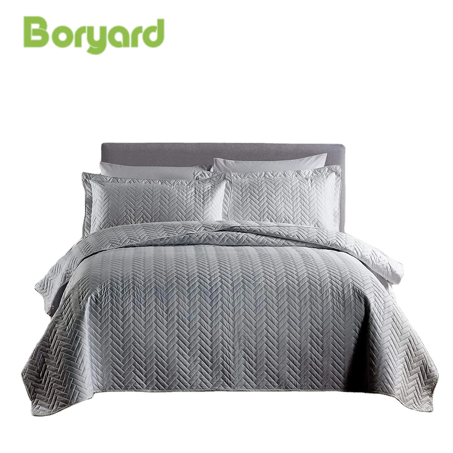 Комплект постельного белья BORYARD из 3 предметов серого цвета с тиснением