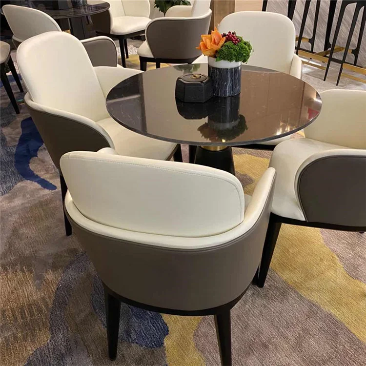 Modern Commercial Armchair Solid wood Dining Room table and Chair With Pu Leather Restaurant Chair Cafe Chair