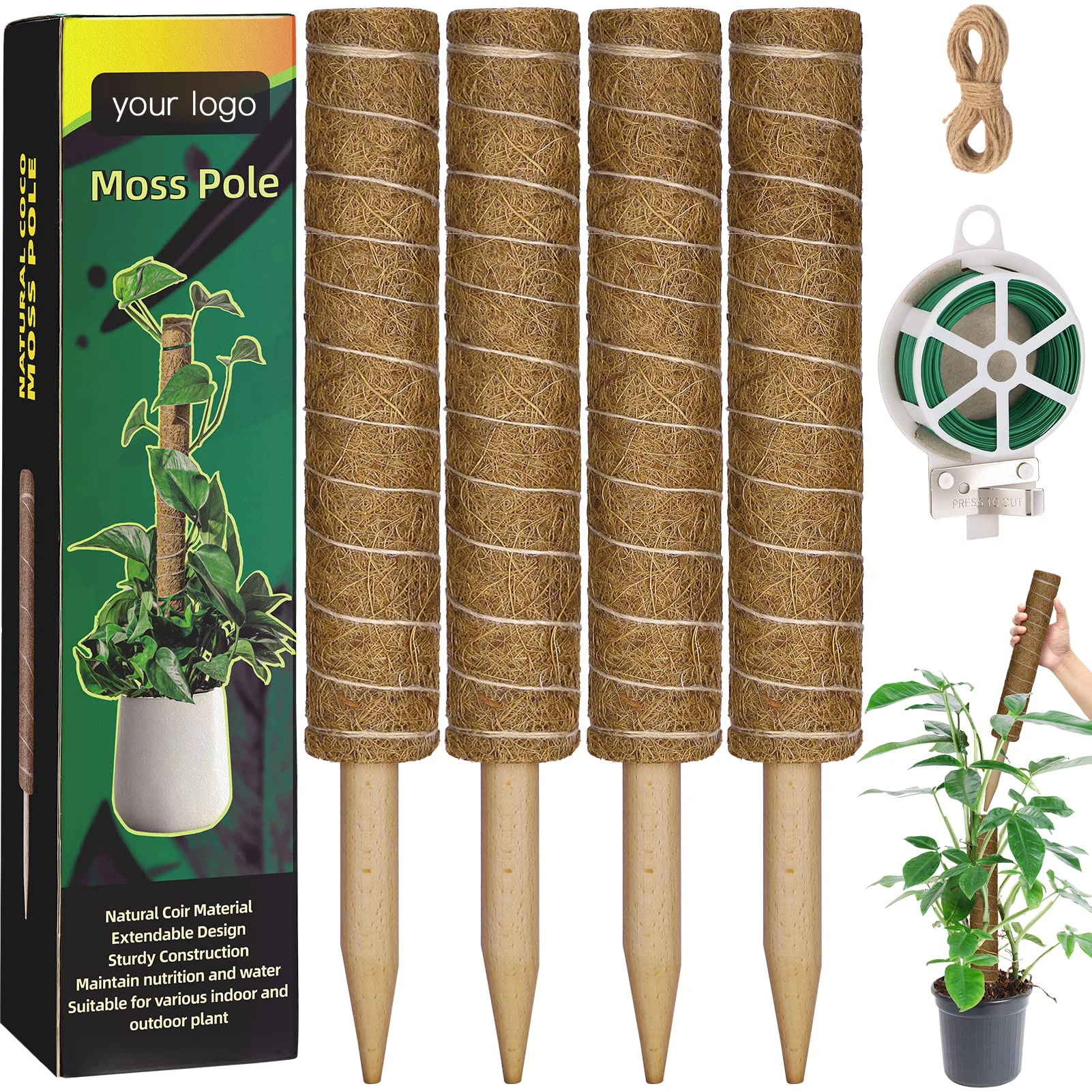 2022 Seedling Groove Hawk 12 Inch 16 Inch 20 Inch Garden Plant Support Stakes Moss Pole for Monstera Plants