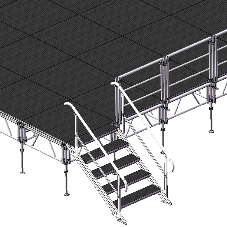 Customized aluminum alloy stage with ladder and handrail