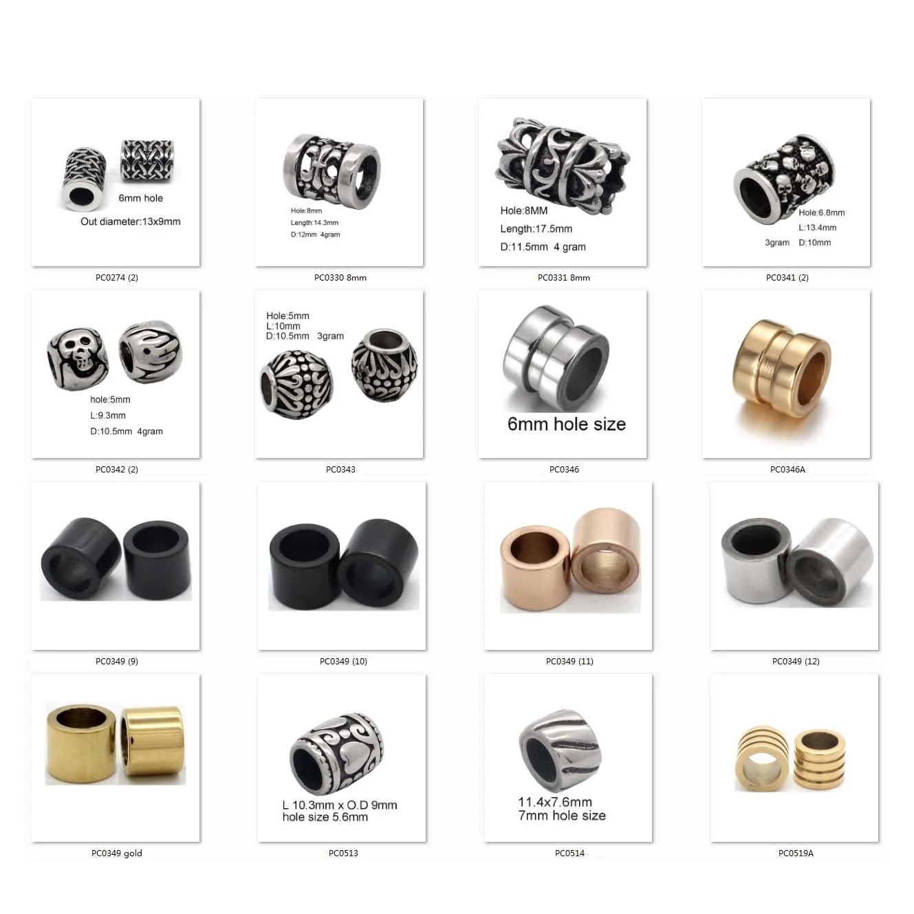 Customized Wholesale Stainless Steel Jewelry Finding Beads For Bracelet Bangle