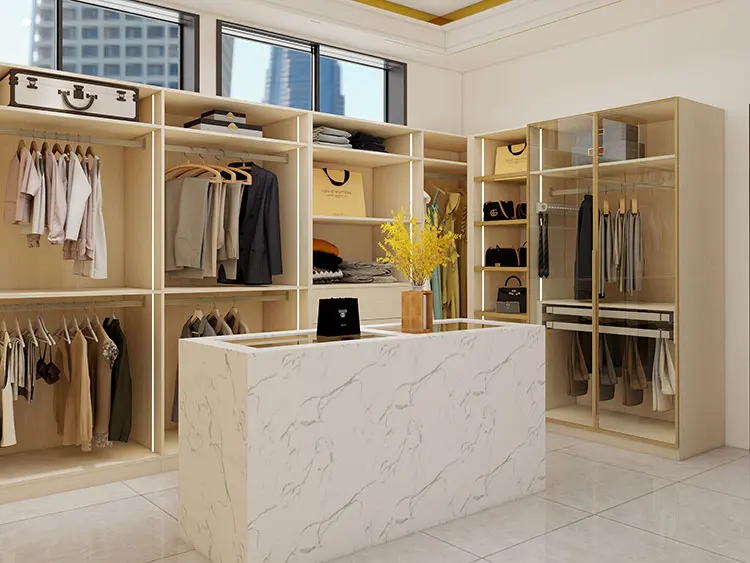New design wholesale custom made bedroom furniture clothes high gloss wall In wardrobe closet smart system
