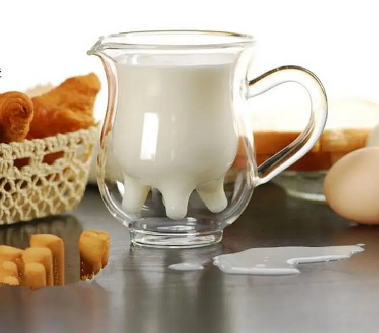 Custom Funny Cow Shape Design Double Layer Glass Coffee Milk Mug Cup With Logo Customize