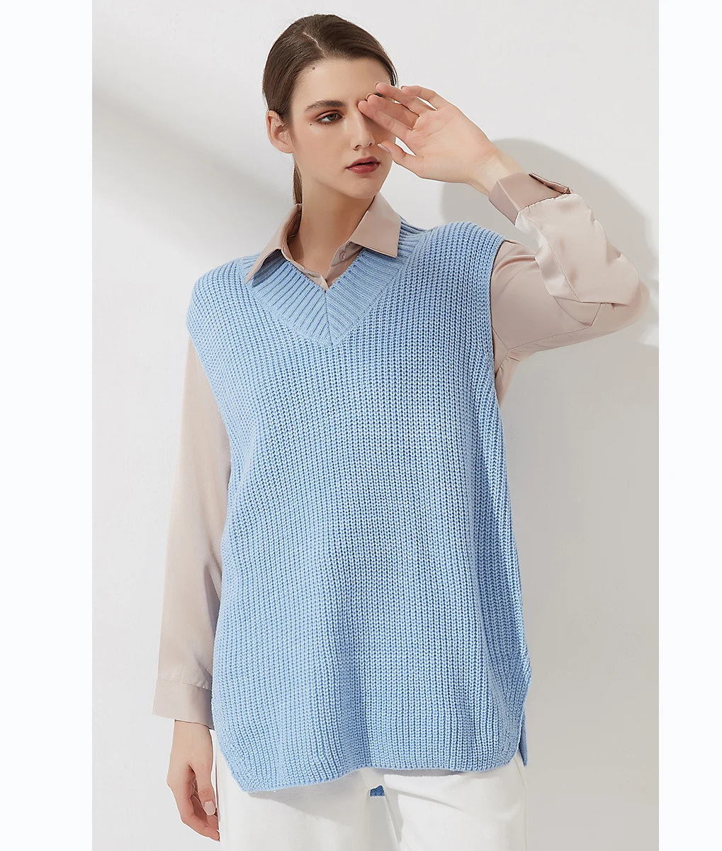 
women jumpers casual v-neck knit tops fashion women knitwear custom made sweater vest for girls 