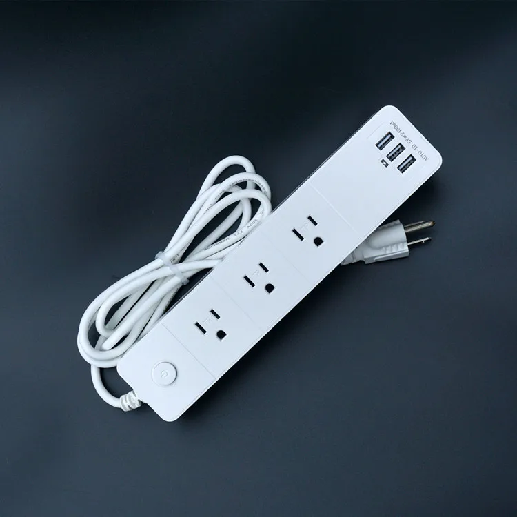 Surge protector wall mounted power cord desktop socket extension board with 3 USB