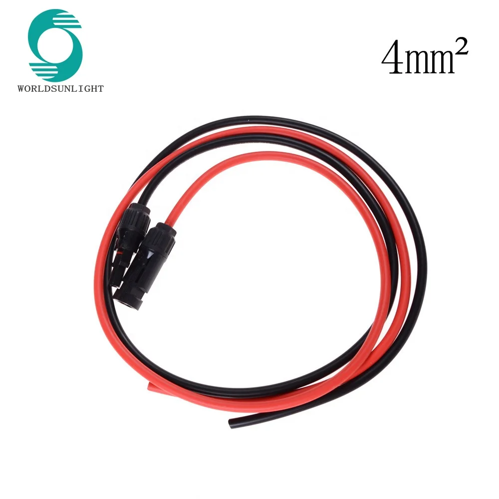 Solar PV Cable 12 AWG 4mm2 with solar connector Tinned-Copper Conductor TUV approved XLPE insulation solar cable wire