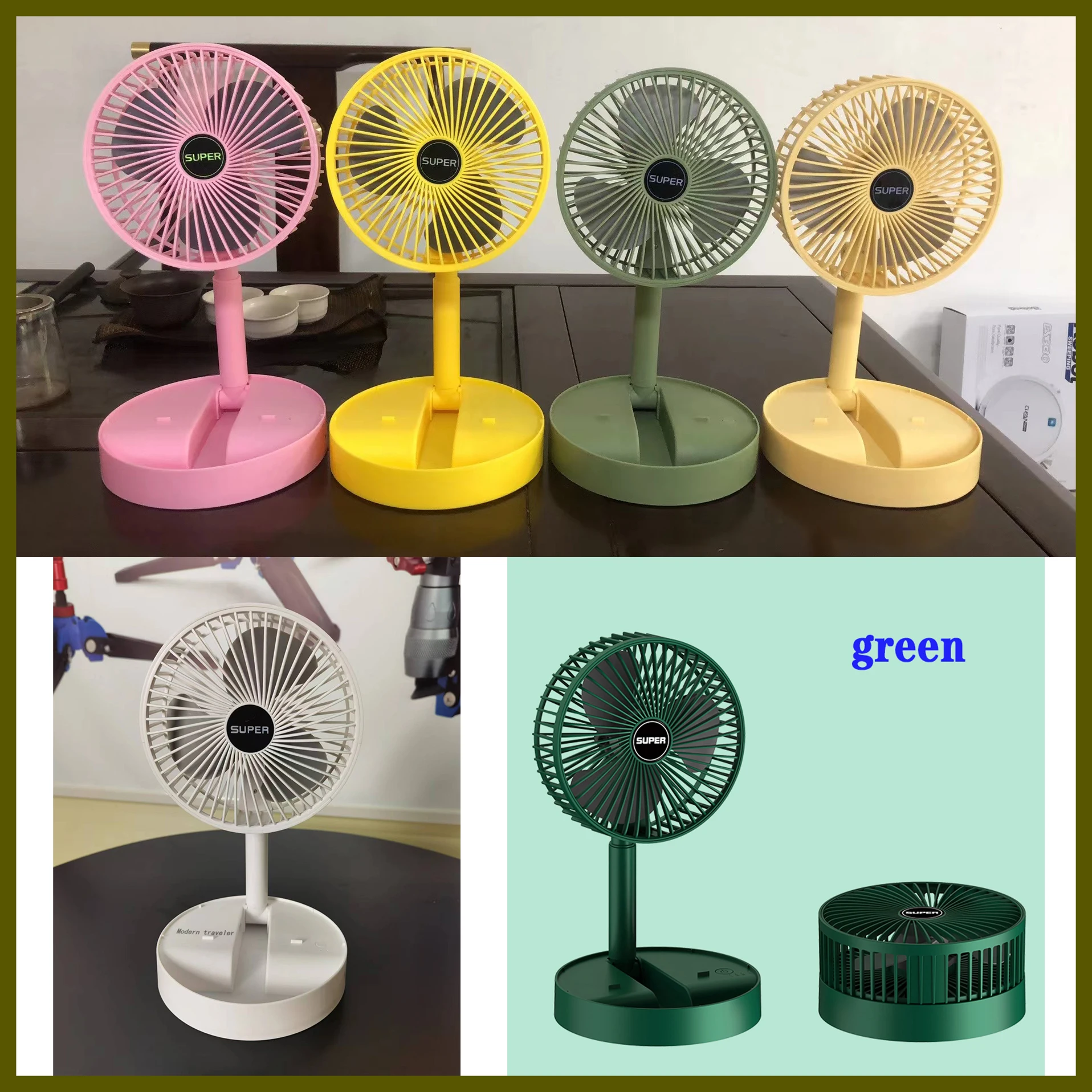 Rechargeable Table Fan Portable Usb Handheld 12v Dc Stand Folding Pedestal Fan Foldable Standing Cooling Fan