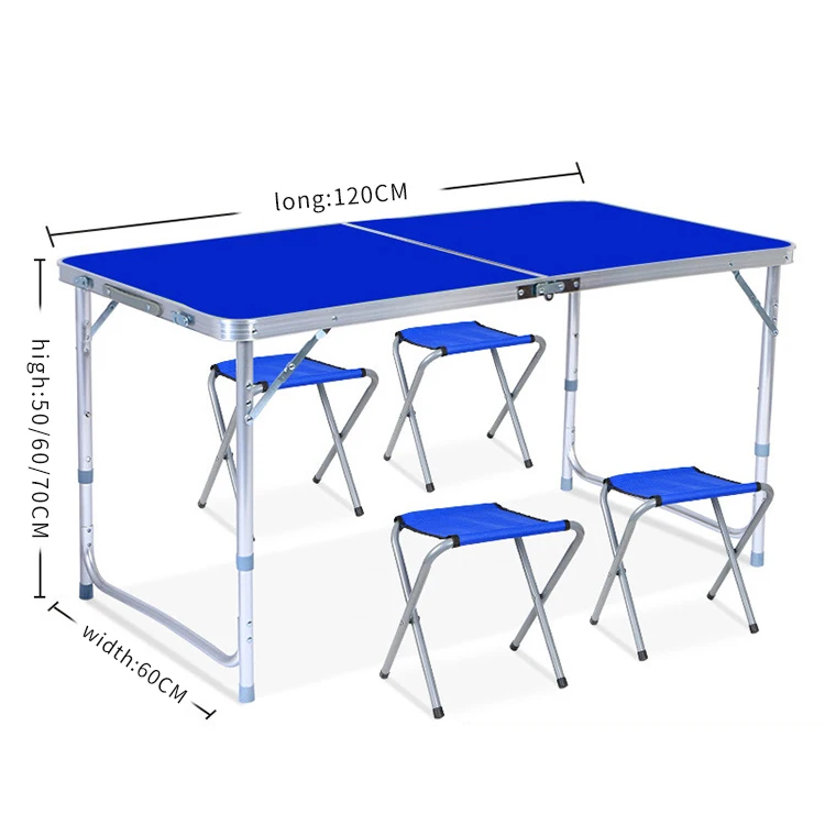 
Blue Green White Folding Picnic Tables Lightweight Desk Portable Handle Camping Folding Table And Chairs Set 