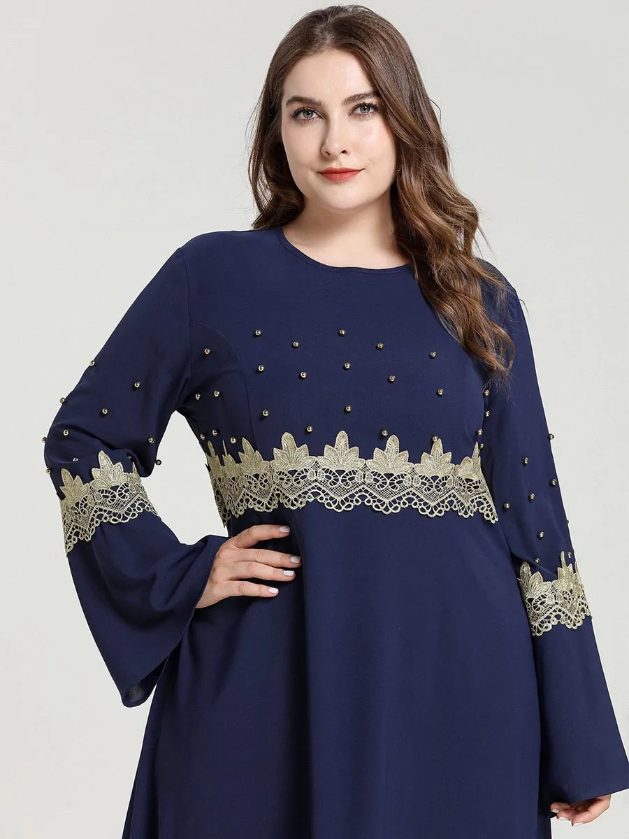 Dubai Embroidered Muslim Kaftan for Women Long Sleeve Abaya Dress Islamic Clothing Girls Arabic Caftan Jalabiya