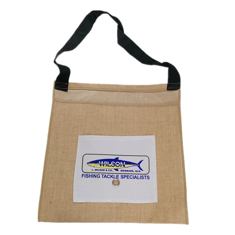 Reusable Eco Burlap Messenger Tote Hessian Jute Fishing Tackle Shopping  Bag