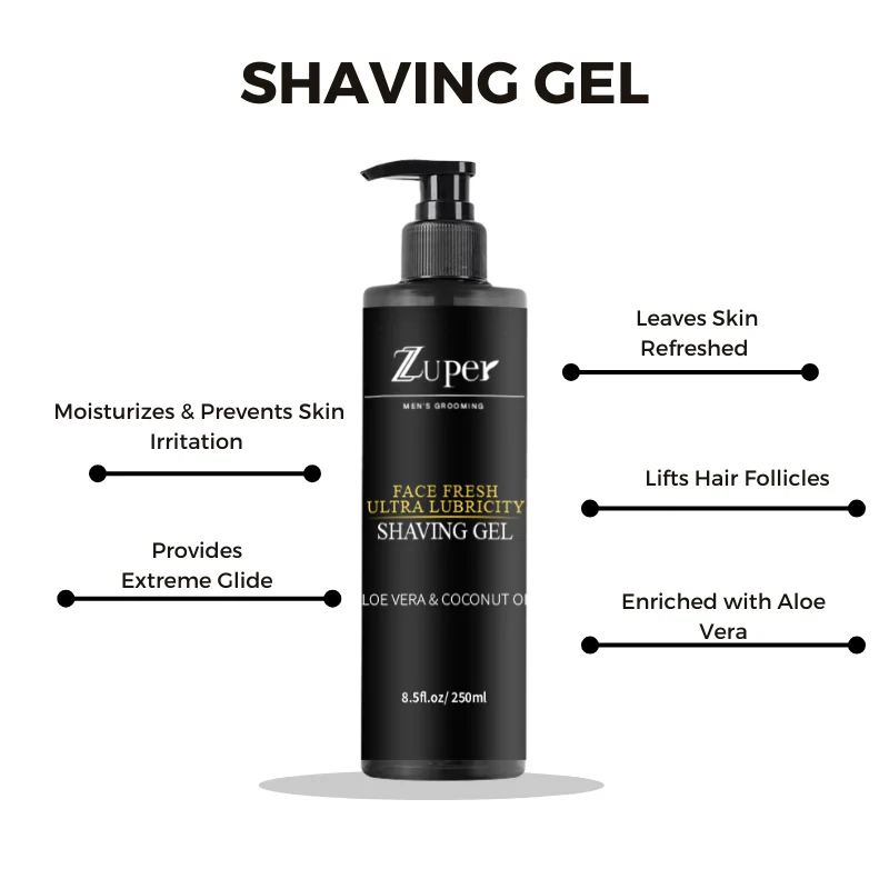 Non-irritating straight razor barber shaving gel with refreshing smell no hot towel necessary for men