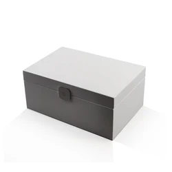 Professional manufacturer made glossy piano lacquer white paint laser engraving luxury wooden jewellery box