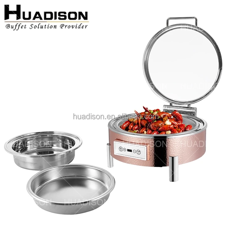 Huadison arabic hotel buffet chafing dish electric heater rose gold chafing dish buffet set luxury