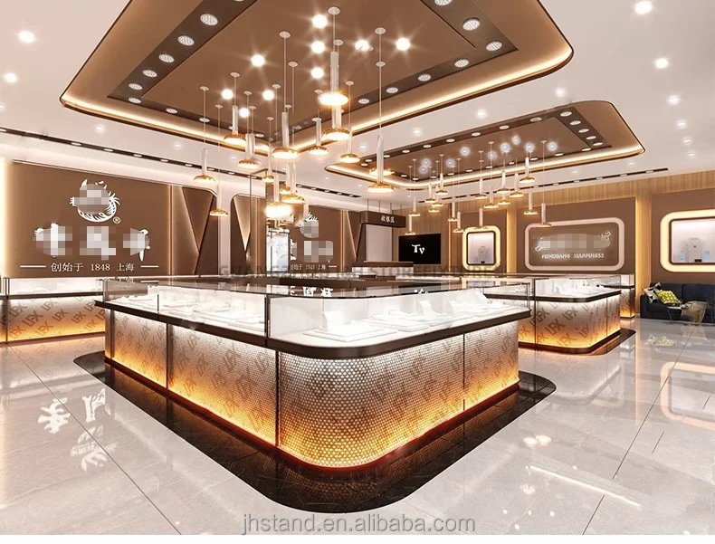 Luxury Jewelry Display Case Neck Model Jewelry and Gold Shop Free 3D Interior Design Earrings Display Stand Professional Design