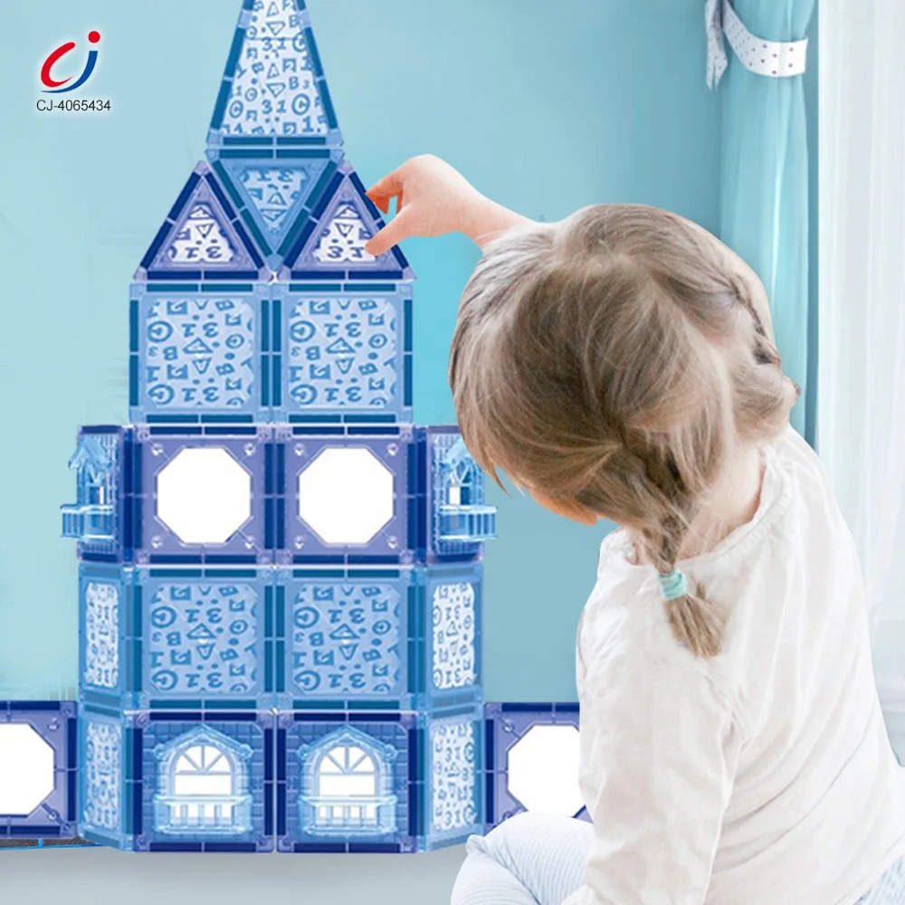 Chengji mini magnetic building blocks plastic color window 3d diy ice castle construction 52pcs magnetic building blocks