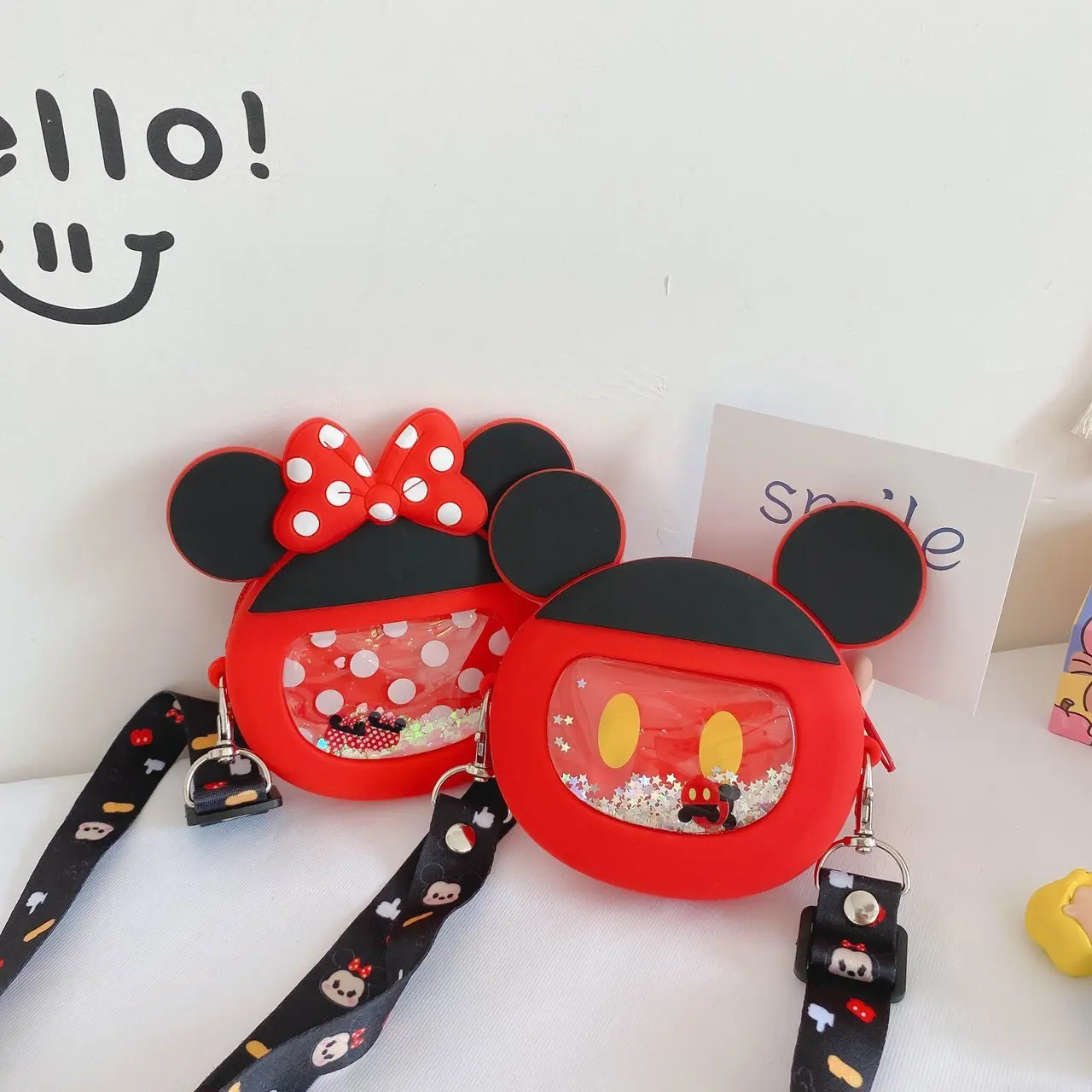 Fashion mini cartoon character Minnie handbag for kids girl cute square luxury crossbody shoulder coin purse bag party gift