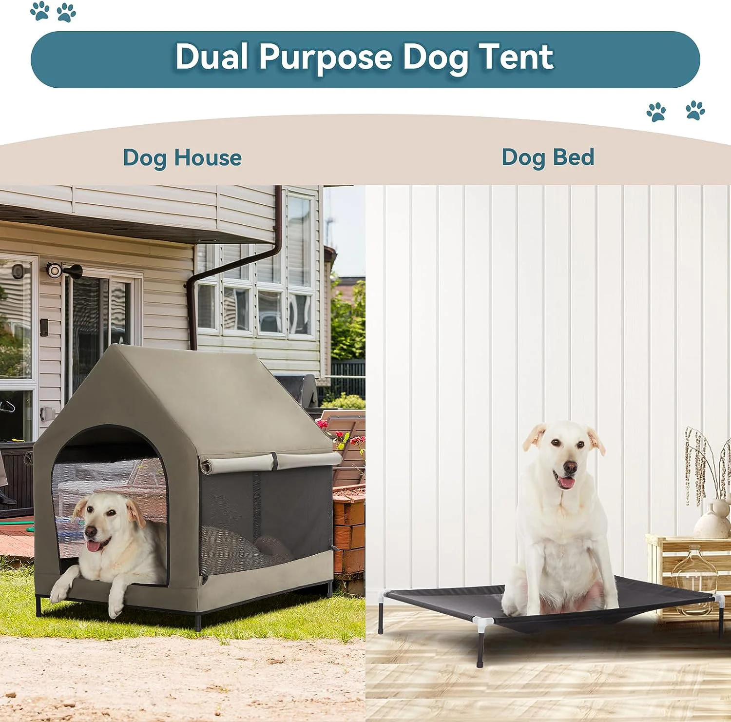 Steel Frame Elevated Dog House Pet Shelter With Waterproof Cove Door For Small Medium Dogs Shelter With Air Vents