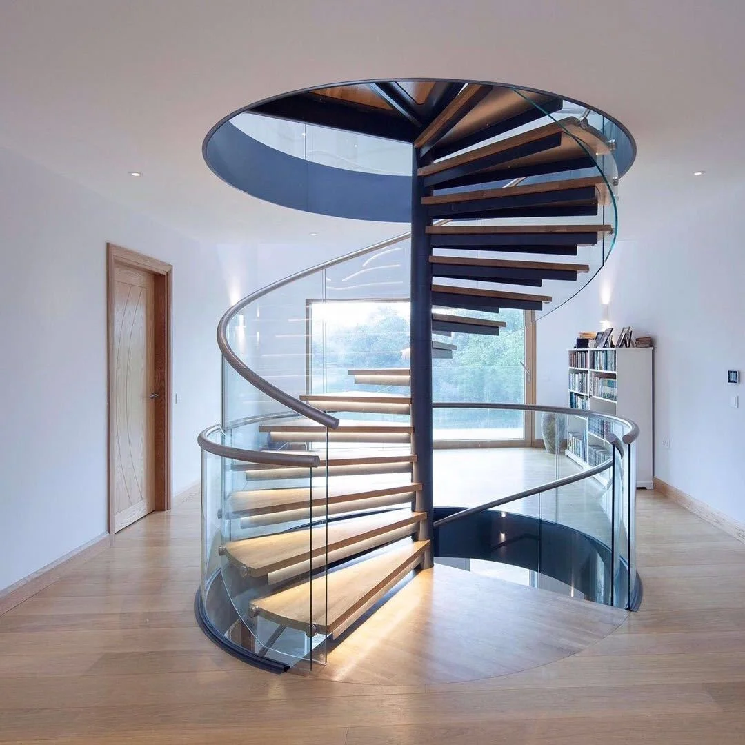 Home Stairs Simple And Modern Spiral Staircase Design Steel Glass Spiral Staircase
