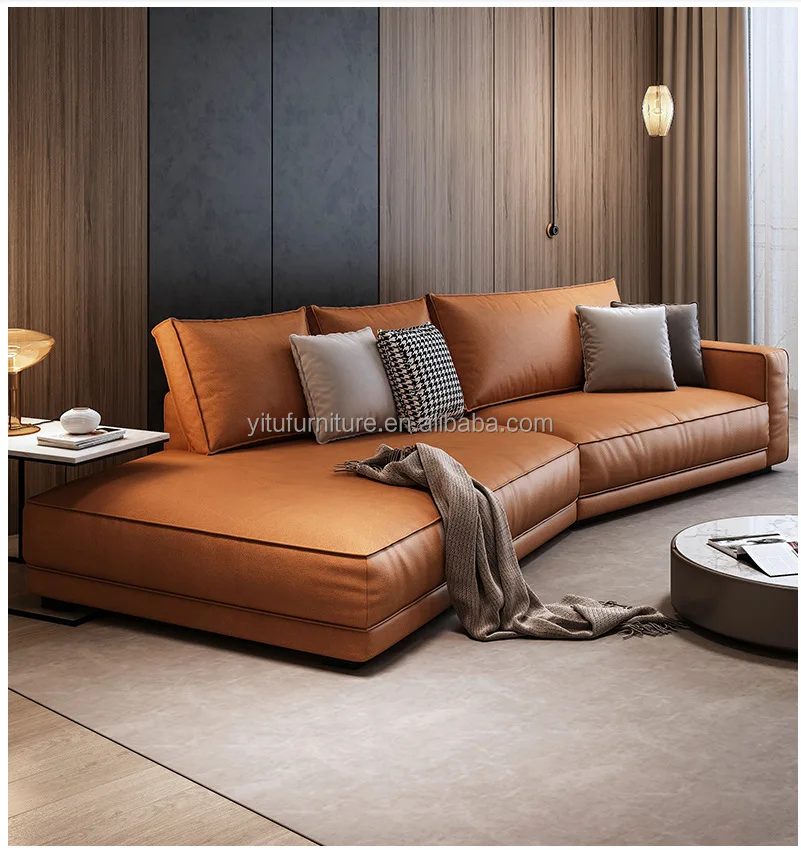Modern Living room home furniture American style villa modular sofa set luxury sectional leather corner sofas