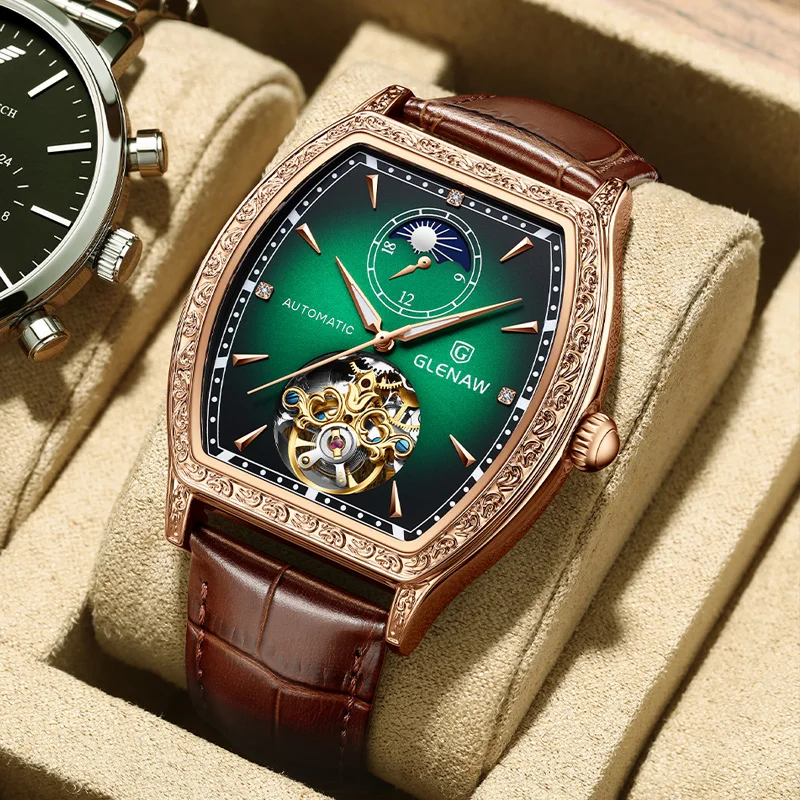 Watch Manufacturer New Arrival Automatic Mechanical Movement Watch High Quality Leather Skeleton Watch Men