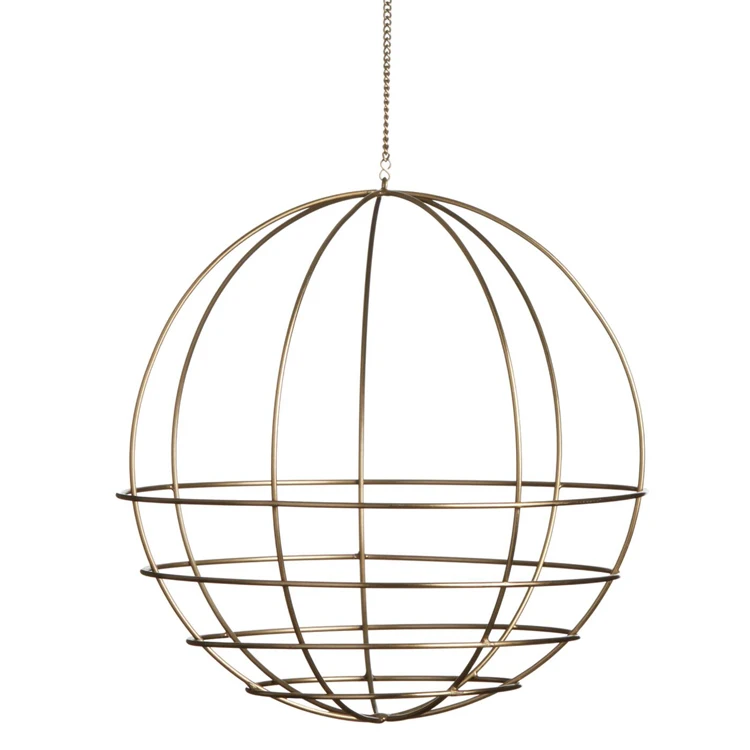 Современный подвесной держатель для шаров и цветов Золотая проволока сферическая вешалка растений помещений