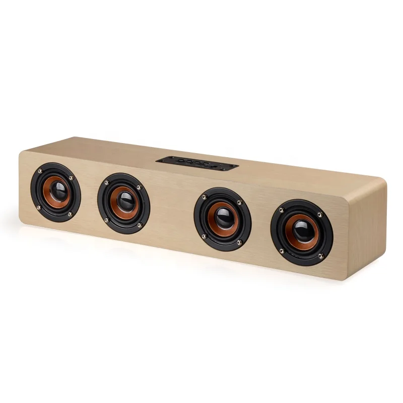 20W Wooden Blue Speaker 4 Speakers Sound Bar TV Echo Wall Home Theater Sound System HIFI  wireless speaker