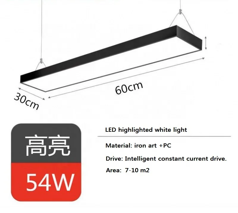 Suspended long strip LED chandelier hair barber shop office light shop commercial hair salon shopping mall lighting lights