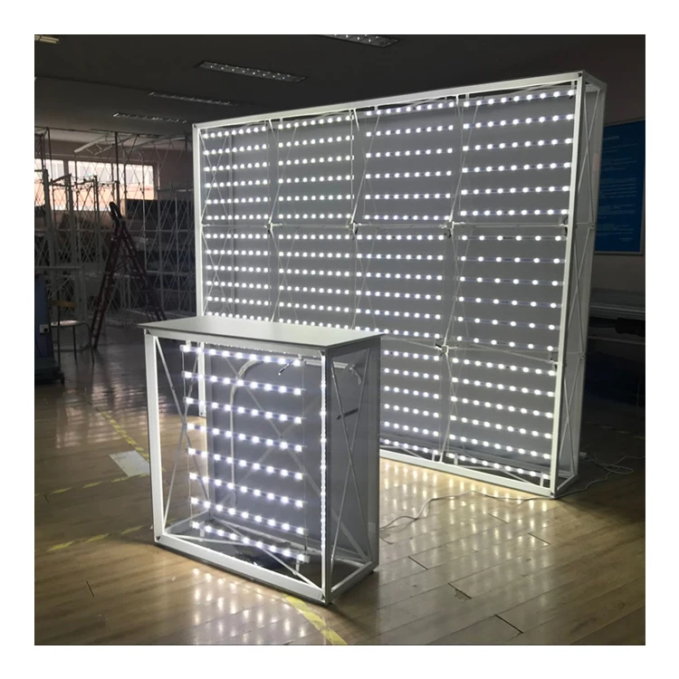 2022  foldable promotion table promotion counter table LED light box Customizable fabric