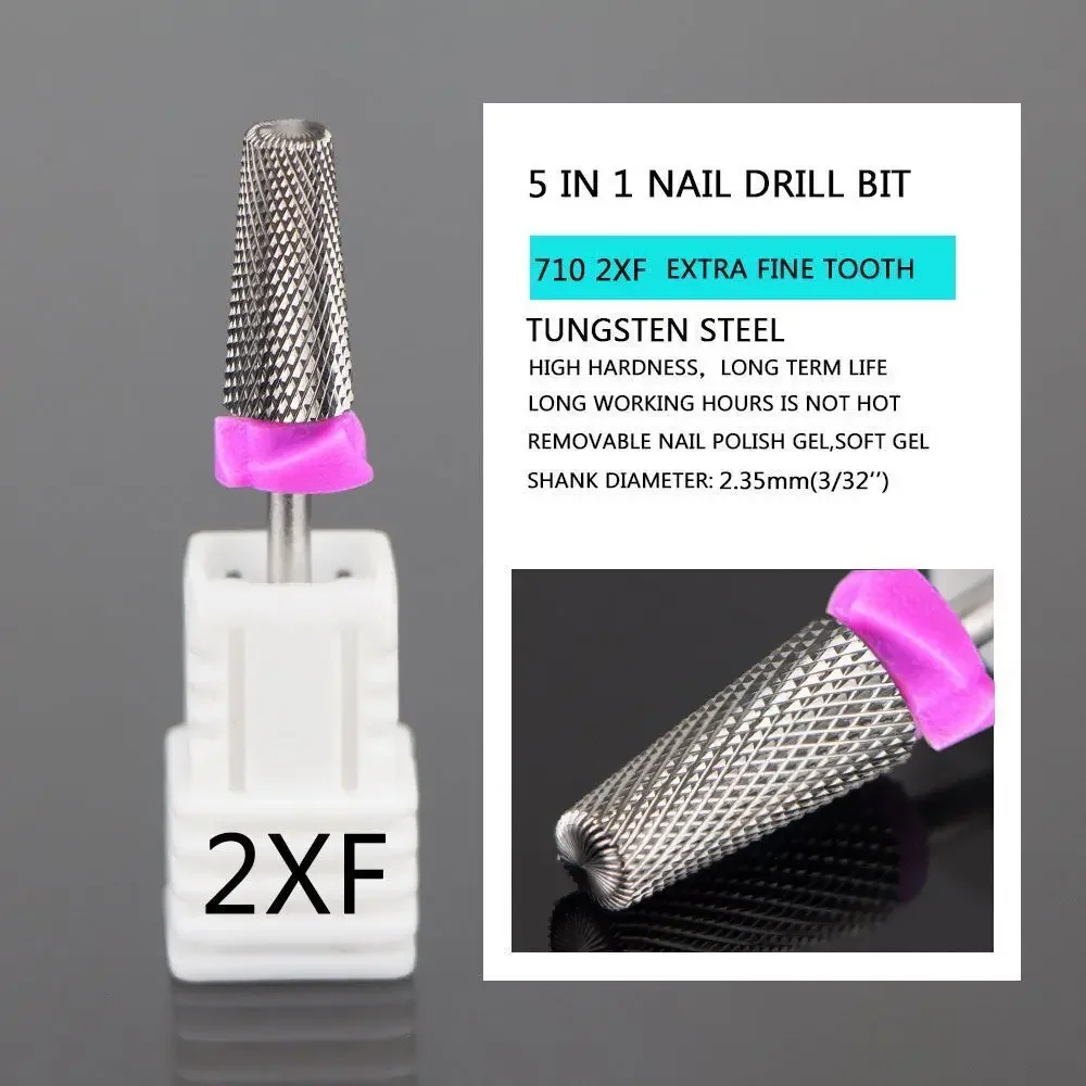 5 in 1 Nail Drill Bits 3/32 Tapered Carbide for Nails Electric Drills File Accessories Removal Gel  Cuticle Drill Bit
