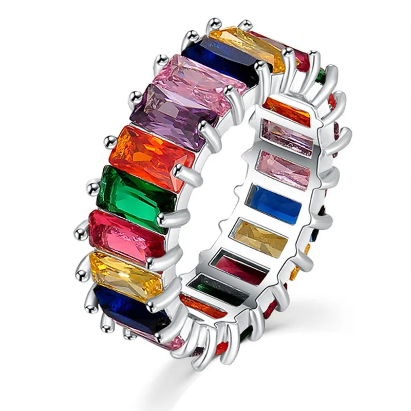 Wholesale  Fashion Punk Silver Colorful Unique Design CZ Wedding Ring Zircon Rings For Women Ring Jewelry