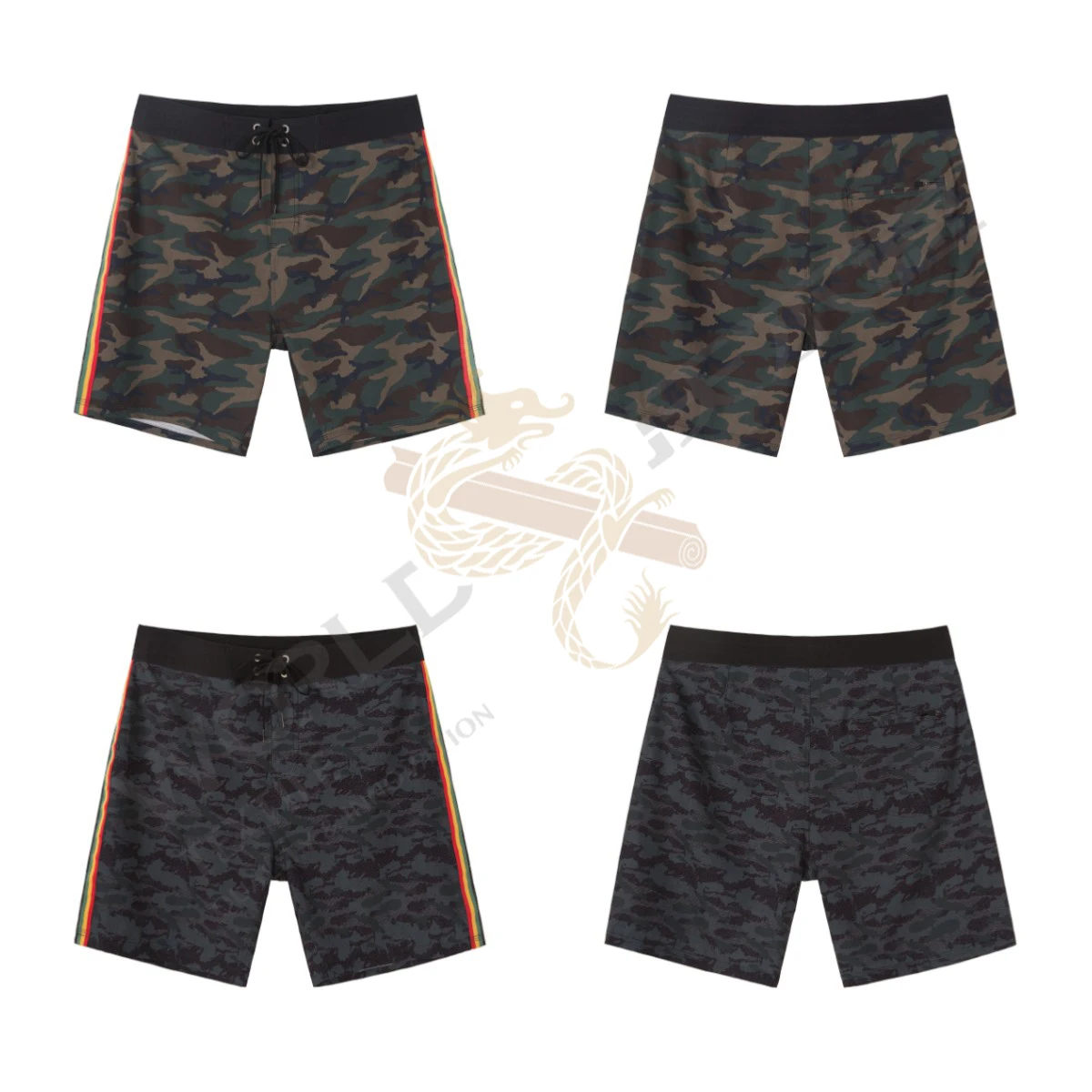 High Quality Swim Trunks with Zipper Pocket Boardshorts 1 Piece Shorts Men Casual Woven Polyester Fabric Print Pattern Mid Waist