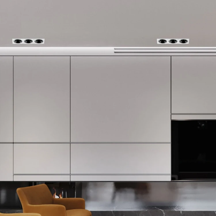 Anti Glare Three Heads Hotel Home White Square Frame 8w 10w Recessed Aluminum Modern Style Cob Led Recessed Down Light