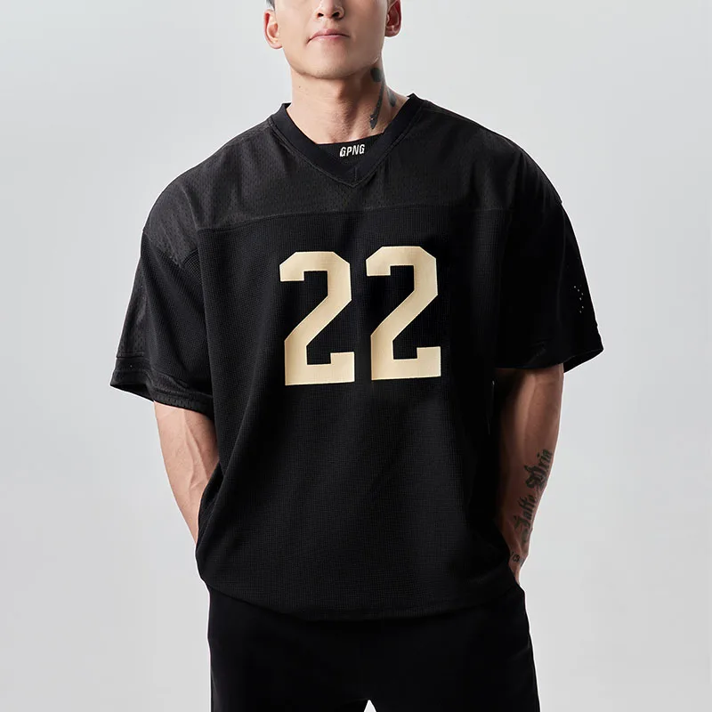 Custom printed mesh shirts for men oversized mesh jersey t shirts loose fit quick dry sports shirts for men tshirt